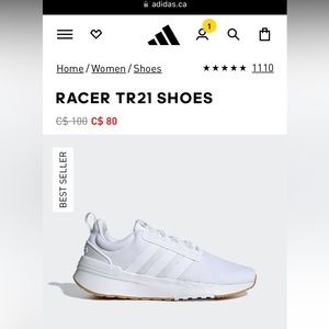Adidas racer tr21 shoe - white size 7